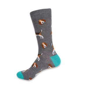 Men's Novelty Beagle Dog Socks - Gray